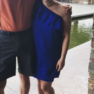 Bright Blue J. Crew One shoulder mini dress